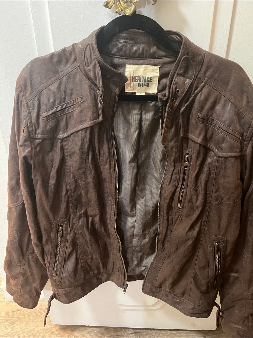 Heritage 1981 Men's Dark Brown Leather Bomber Jacket
